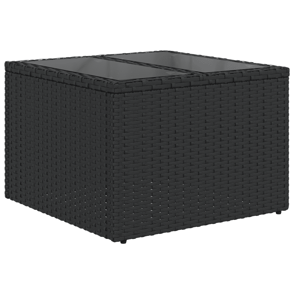 Garten-Sofagarnitur mit Kissen Schwarz Poly Rattan